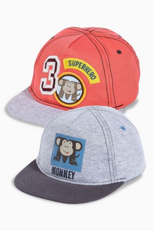 Multi Monkey Badge Cap Two Pack (Younger Boys)